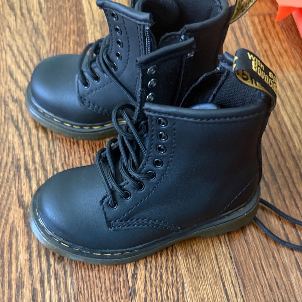 Black Kids Lace-Up Combat Boots - Classic Style